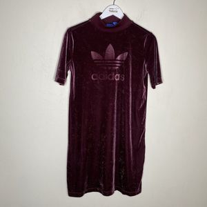 Adidas Originals Pink Velvet Velour High Neck Dress XS